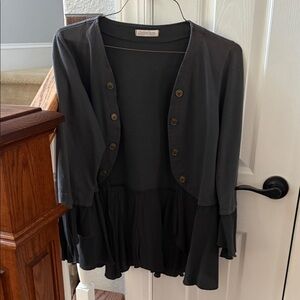 Cobblestone made in Italy Dark Gray Button-Up Cardigan